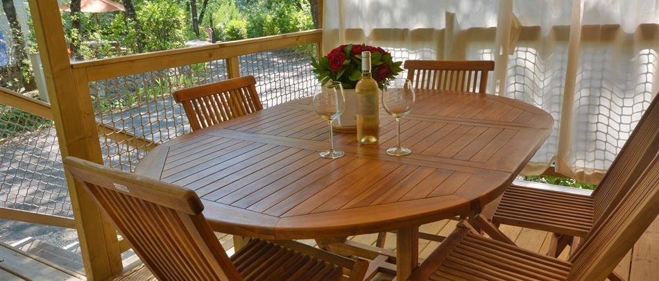 Terrasse cabane Luxe camping Alpes Maritimes